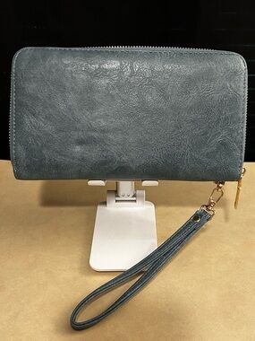 Zip-Around Wristlet Wallet in Slate Blue